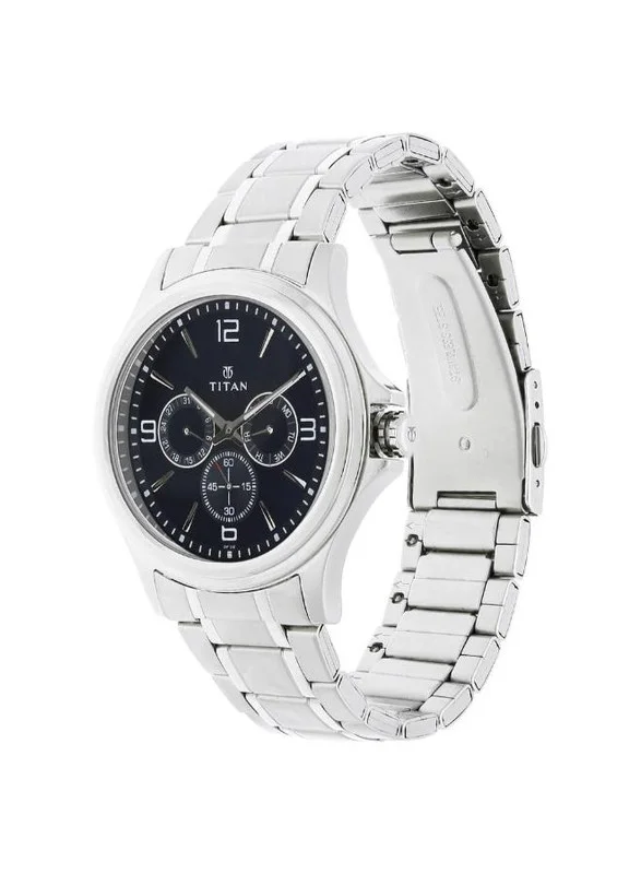 TITAN Titan Eco Quartz Multifunction Blue Dial Silver Stainless Steel Strap Watch for Men - NT1698SM02